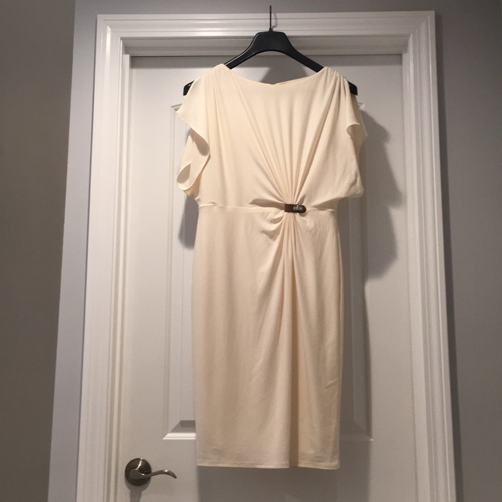 Anne Klein Cream Stretch Midi Dress